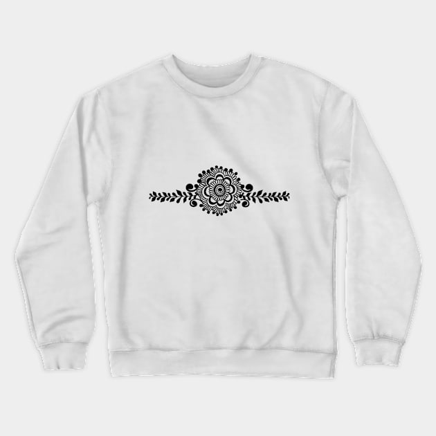 Black Henna Tattoo - Black Mehendi Motifs Crewneck Sweatshirt by Tilila